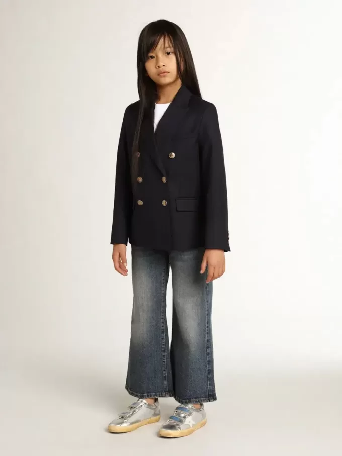 Vaqueros de pierna ancha en denim azul medio Vaqueros de pierna ancha en denim azul medio
