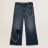 Vaqueros de pierna ancha para niña en denim azul Vaqueros de pierna ancha para niña en denim azul