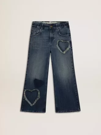 Vaqueros de pierna ancha para niña en denim azul Vaqueros de pierna ancha para niña en denim azul