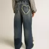 Vaqueros de pierna ancha para niña en denim azul Vaqueros de pierna ancha para niña en denim azul