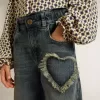 Vaqueros de pierna ancha para niña en denim azul Vaqueros de pierna ancha para niña en denim azul