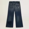 Vaqueros de pierna ancha para niña en denim azul Vaqueros de pierna ancha para niña en denim azul