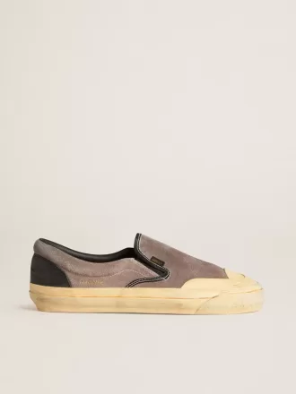 VCE Penstar para hombre en ante gris paloma con lengüeta del talón en cuero negro