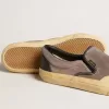 VCE Penstar para hombre en ante gris paloma con lengüeta del talón en cuero negro VCE Penstar para hombre en ante gris paloma con lengüeta del talón en cuero negro