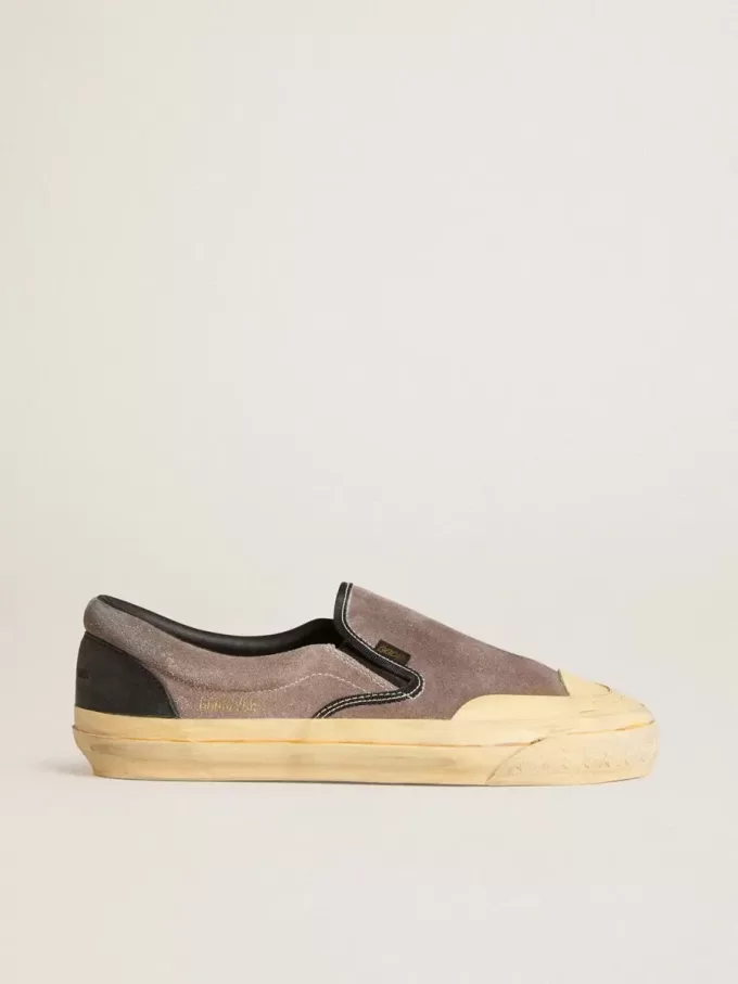 VCE Penstar para mujer en ante gris paloma con lengüeta de cuero negro en el talón VCE Penstar para mujer en ante gris paloma con lengüeta de cuero negro en el talón