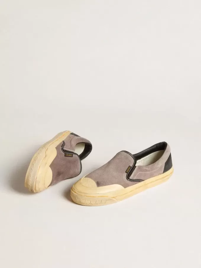 VCE Penstar para mujer en ante gris paloma con lengüeta de cuero negro en el talón VCE Penstar para mujer en ante gris paloma con lengüeta de cuero negro en el talón