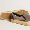 VCE Penstar para mujer en ante gris paloma con lengüeta de cuero negro en el talón VCE Penstar para mujer en ante gris paloma con lengüeta de cuero negro en el talón