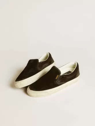 VCE Penstar para mujer en ante negro con lengüeta del talón en cuero negro