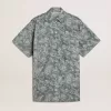 Vestido camisero corto de mujer en popelín de algodón azul claro con estampado marino integral Vestido camisero corto de mujer en popelín de algodón azul claro con estampado marino integral