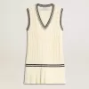 Vestido camisero de algodón blanco desgastado para mujer con ribetes azul oscuro y cristales Vestido camisero de algodón blanco desgastado para mujer con ribetes azul oscuro y cristales