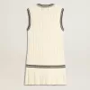 Vestido camisero de algodón blanco desgastado para mujer con ribetes azul oscuro y cristales Vestido camisero de algodón blanco desgastado para mujer con ribetes azul oscuro y cristales