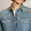 Vestido camisero de mujer en denim con cinturón Vestido camisero de mujer en denim con cinturón