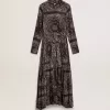 Vestido camisero gris antracita con estampado de cachemira