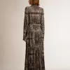 Vestido camisero gris antracita con estampado de cachemira
