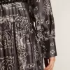 Vestido camisero gris antracita con estampado de cachemira