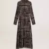 Vestido camisero gris antracita con estampado de cachemira