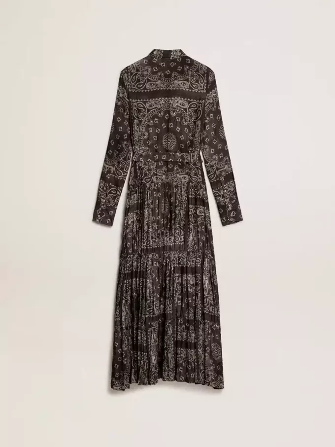 Vestido camisero gris antracita con estampado de cachemira