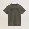 Vestido camiseta gris para mujer con efecto desgastado