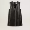 Vestido de mujer de piel napa negra con tachuelas Vestido de mujer de piel napa negra con tachuelas