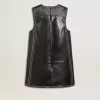 Vestido de mujer de piel napa negra con tachuelas Vestido de mujer de piel napa negra con tachuelas