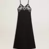 Vestido lencero negro con bordados para mujer Vestido lencero negro con bordados para mujer