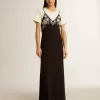 Vestido lencero negro con bordados para mujer Vestido lencero negro con bordados para mujer