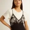 Vestido lencero negro con bordados para mujer Vestido lencero negro con bordados para mujer