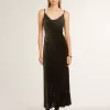 Vestido lencero negro con efecto terciopelo para mujer Vestido lencero negro con efecto terciopelo para mujer