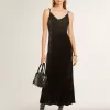 Vestido lencero negro con efecto terciopelo para mujer Vestido lencero negro con efecto terciopelo para mujer