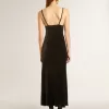 Vestido lencero negro con efecto terciopelo para mujer Vestido lencero negro con efecto terciopelo para mujer
