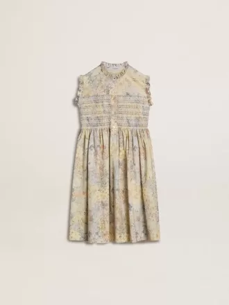 Vestido midi de algodón para niña con estampado floral multicolor