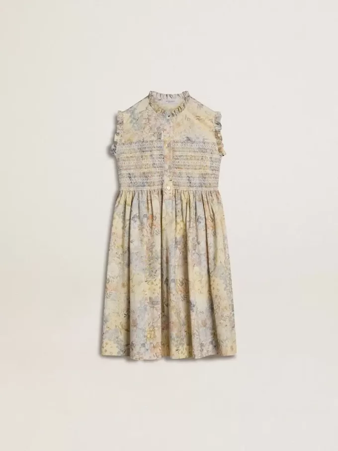 Vestido midi de algodón para niña con estampado floral multicolor Vestido midi de algodón para niña con estampado floral multicolor