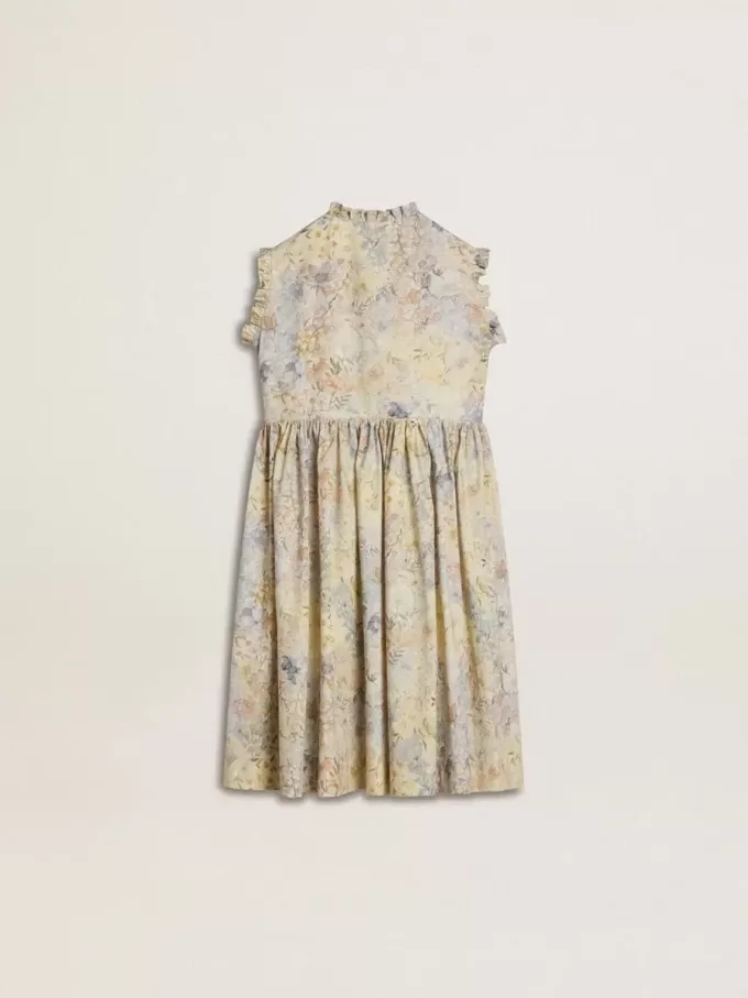 Vestido midi de algodón para niña con estampado floral multicolor Vestido midi de algodón para niña con estampado floral multicolor