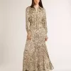 Vestido midi de mujer de mezcla de seda con estampado floral Vestido midi de mujer de mezcla de seda con estampado floral