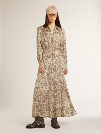Vestido midi de mujer de mezcla de seda con estampado floral