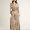 Vestido midi de mujer de mezcla de seda con estampado floral Vestido midi de mujer de mezcla de seda con estampado floral