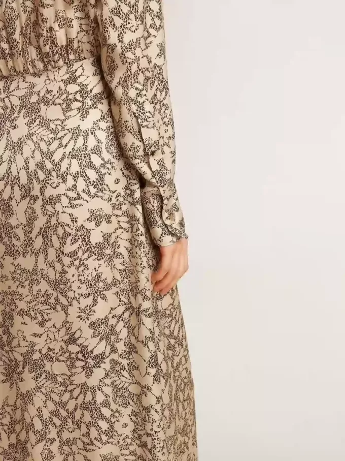 Vestido midi de mujer de mezcla de seda con estampado floral Vestido midi de mujer de mezcla de seda con estampado floral