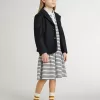 Vestido midi para niña en mezcla de algodón a rayas con bordados Vestido midi para niña en mezcla de algodón a rayas con bordados