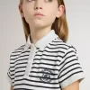 Vestido midi para niña en mezcla de algodón a rayas con bordados Vestido midi para niña en mezcla de algodón a rayas con bordados