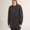 Vestido negro de cuello redondo para mujer con lentejuelas plateadas por toda la prenda Vestido negro de cuello redondo para mujer con lentejuelas plateadas por toda la prenda