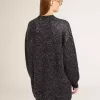 Vestido negro de cuello redondo para mujer con lentejuelas plateadas por toda la prenda Vestido negro de cuello redondo para mujer con lentejuelas plateadas por toda la prenda