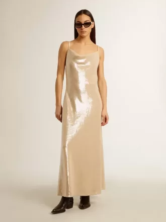 Vestido para dormir con lentejuelas color pergamino