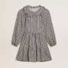 Vestido para niña con estampado geométrico y cuello desmontable Vestido para niña con estampado geométrico y cuello desmontable