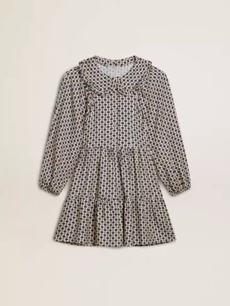 Vestido para niña con estampado geométrico y cuello desmontable