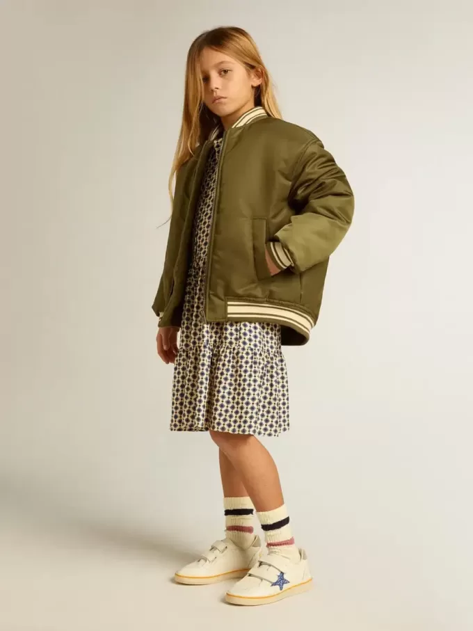 Vestido para niña con estampado geométrico y cuello desmontable Vestido para niña con estampado geométrico y cuello desmontable