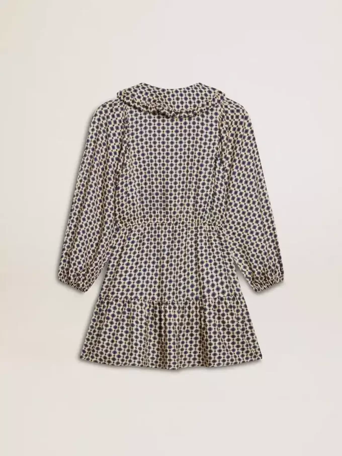 Vestido para niña con estampado geométrico y cuello desmontable Vestido para niña con estampado geométrico y cuello desmontable