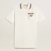 Vestido polo Oasis para mujer en jersey perforado blanco con rayas burdeos Vestido polo Oasis para mujer en jersey perforado blanco con rayas burdeos