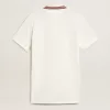 Vestido polo Oasis para mujer en jersey perforado blanco con rayas burdeos Vestido polo Oasis para mujer en jersey perforado blanco con rayas burdeos
