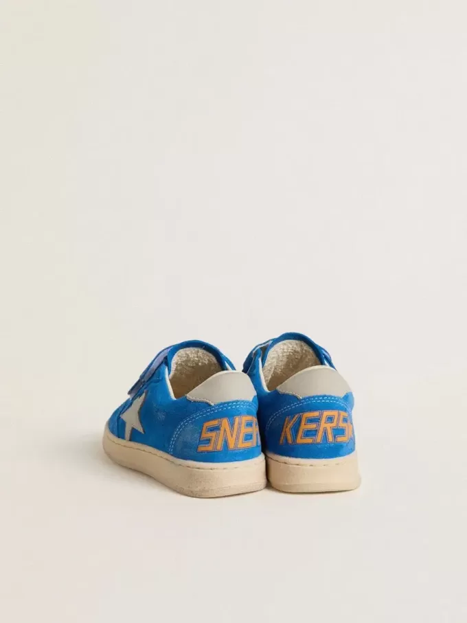 Young Ball Star en ante azul claro con estrella y lengüeta en el talón de nubuck gris