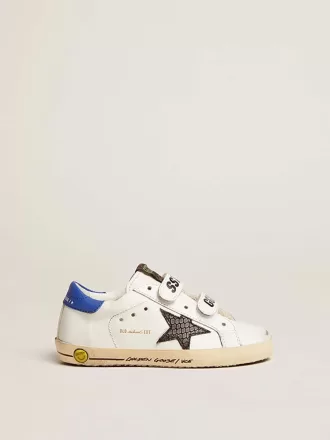 Young Old School con estrella de piel negra con estampado de serpiente y talón azul